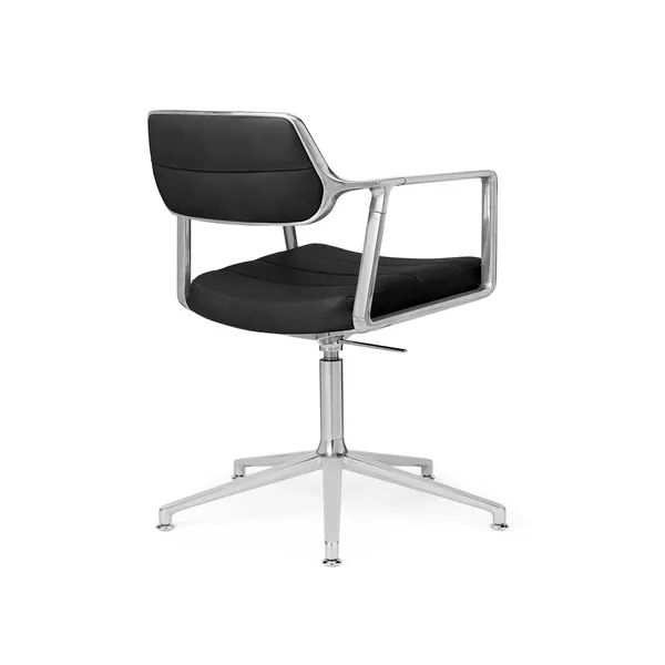 453 Swivel+ Drejestol med Gulvglidere Aluminium/Sort Læder