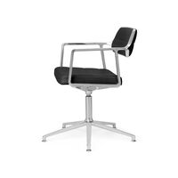 453 Swivel+ Drejestol med Gulvglidere Aluminium/Sort Læder
