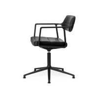 453 Swivel+ Drejestol med Gulvglidere Sort/Sort Læder