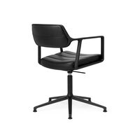 453 Swivel+ Drejestol med Gulvglidere Sort/Sort Læder