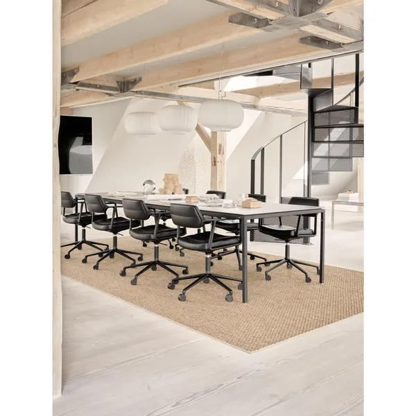 453 Swivel+ Drejestol med Gulvglidere Sort/Sort Læder