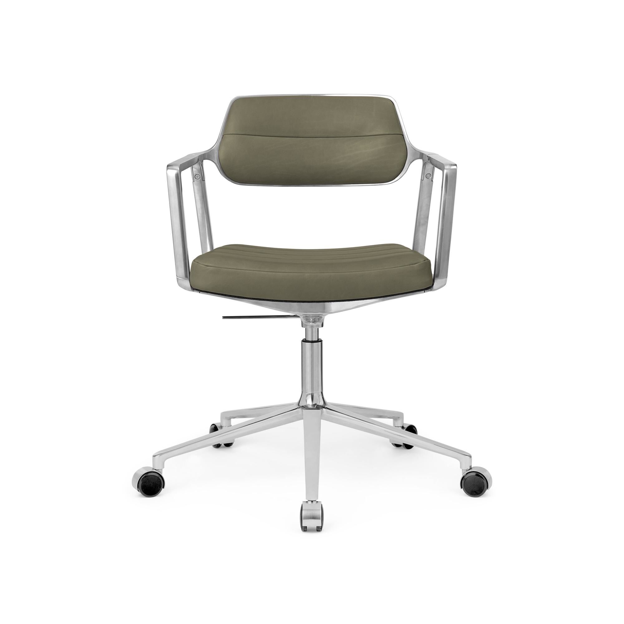 453 Pivotant+ Chaise Pivotante à Roulettes Aluminium/ Bosco Vert