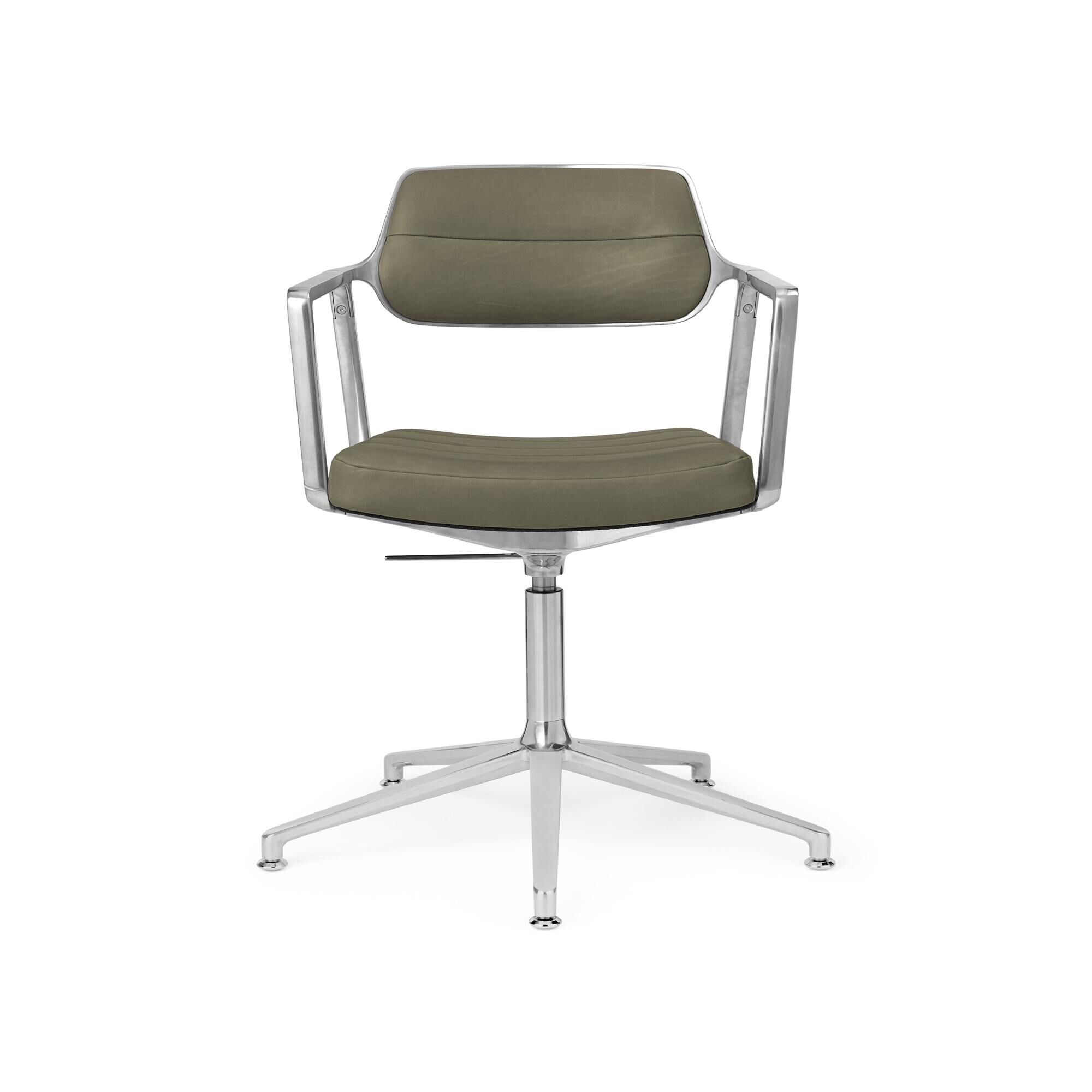 453 Pivotant+ Chaise Pivotante avec Patins de Sol Aluminium/ Bosco Vert