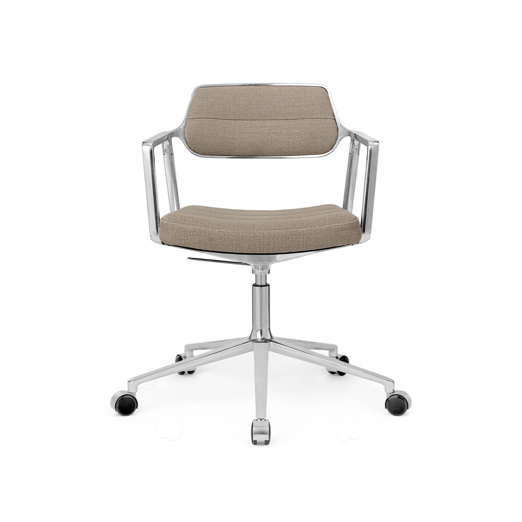 Chaise Pivotante 453 Swivel+ à Roulettes , Aluminium/ Sable Foncé