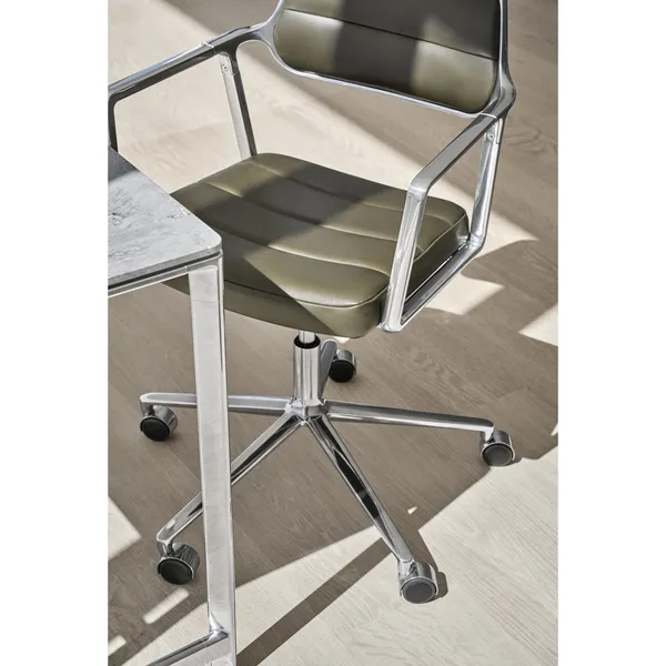 453 Swivel+ Drejestol med Gulvglidere Aluminium/Dark Sand