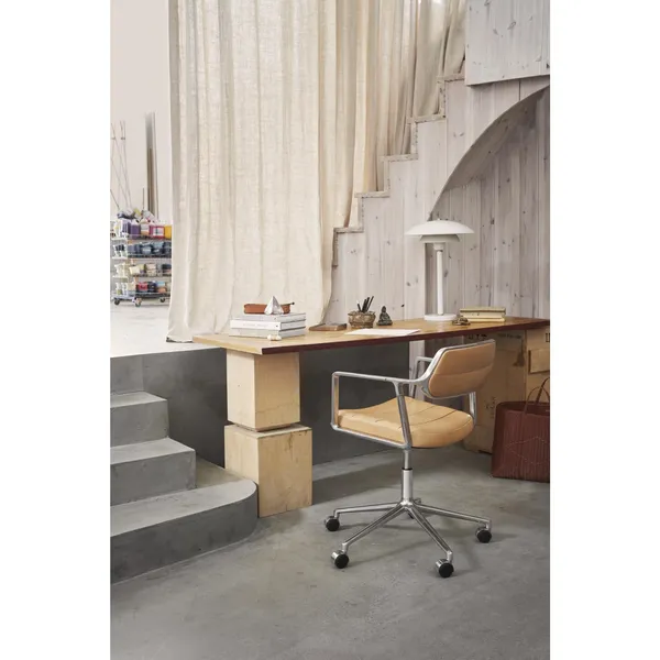 453 Swivel+ Drejestol med Hjul Aluminium/Kamel Læder