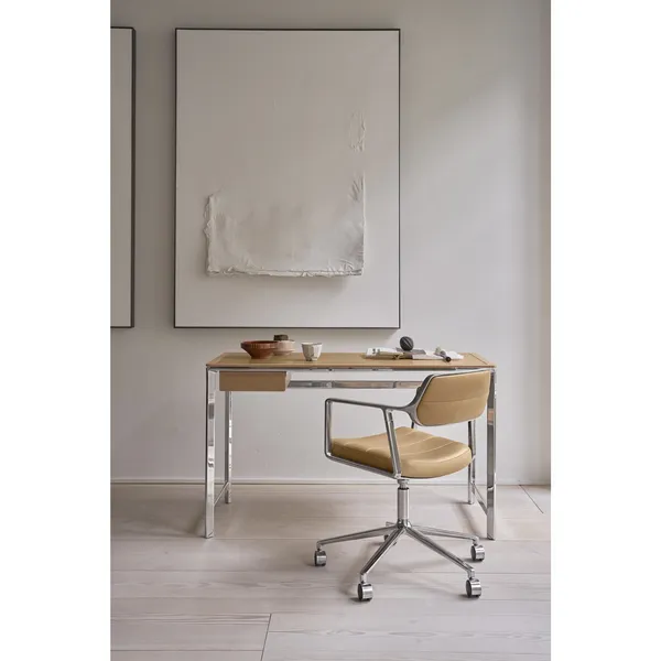 453 Swivel+ Drejestol med Hjul Aluminium/Kamel Læder