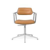 453 Swivel+ Swivel Chair with Floor Sliders Aluminum/ Camel Leather