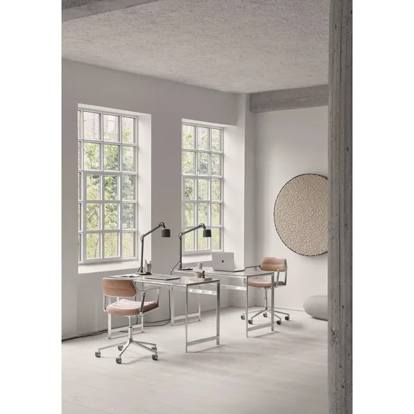 453 Swivel+ Drejestol med Gulvglidere Aluminium/Kamel Læder