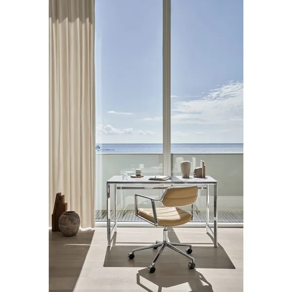 453 Swivel+ Drejestol med Gulvglidere Aluminium/Kamel Læder