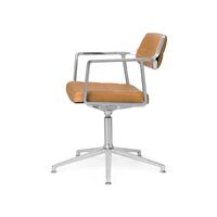 453 Swivel+ Swivel Chair with Floor Sliders Aluminum/ Camel Leather