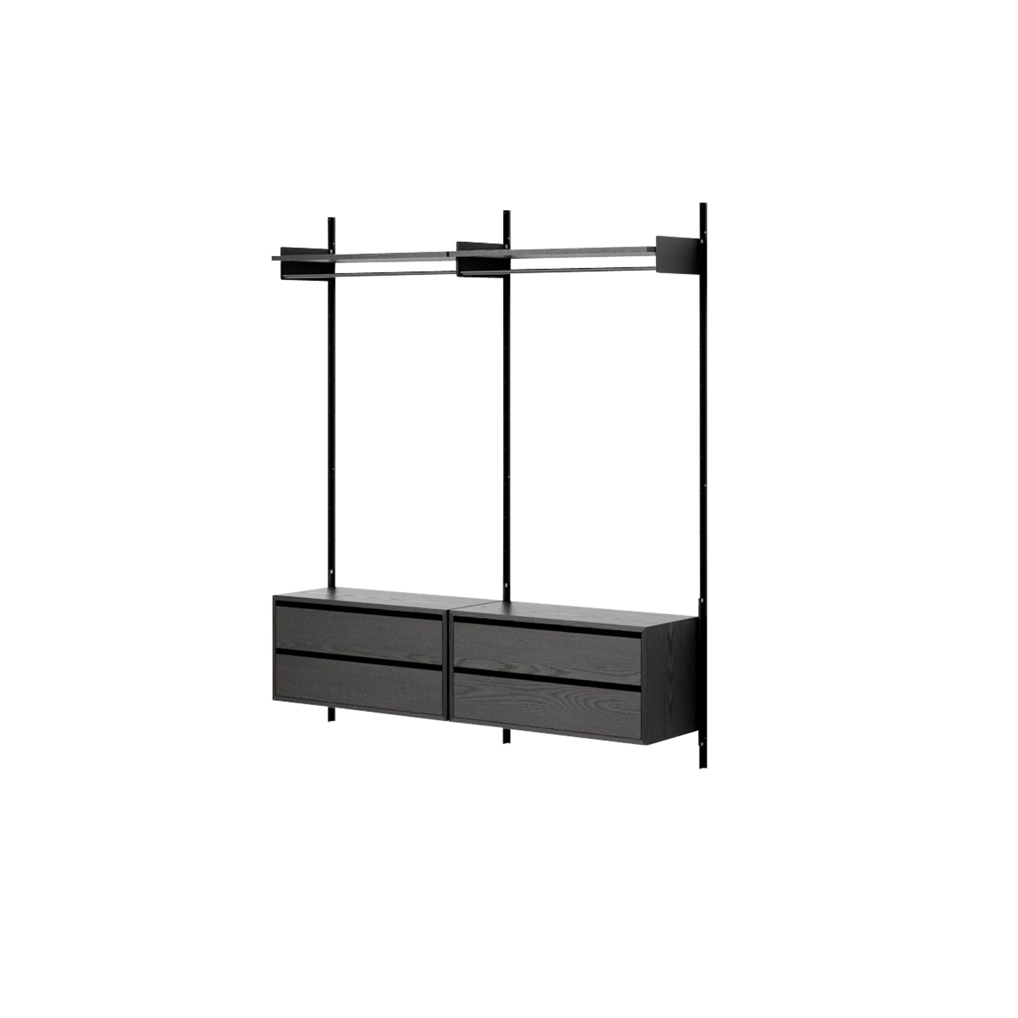 Armoire Etagère 2 Bibliothèque Avec Tiroirs Frêne Noir