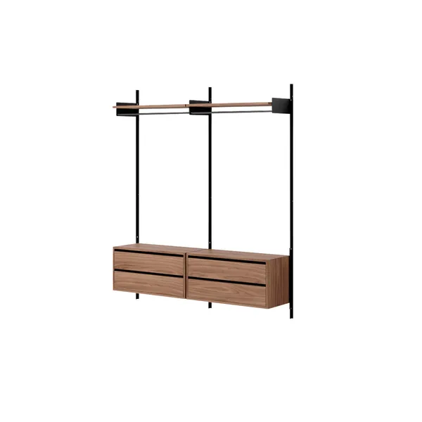 Wardrobe Shelf 2 Bookcase With Drawers Walnut