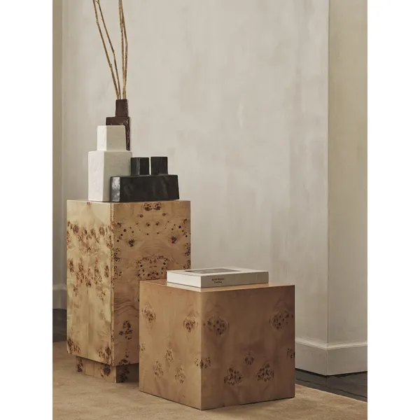 Burl Cube Side Table Natural