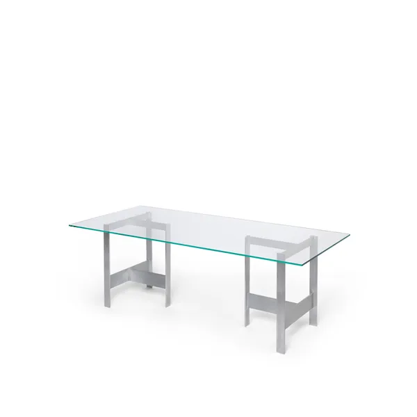 Lager Table à Manger 90x200 Verre/ Aluminium
