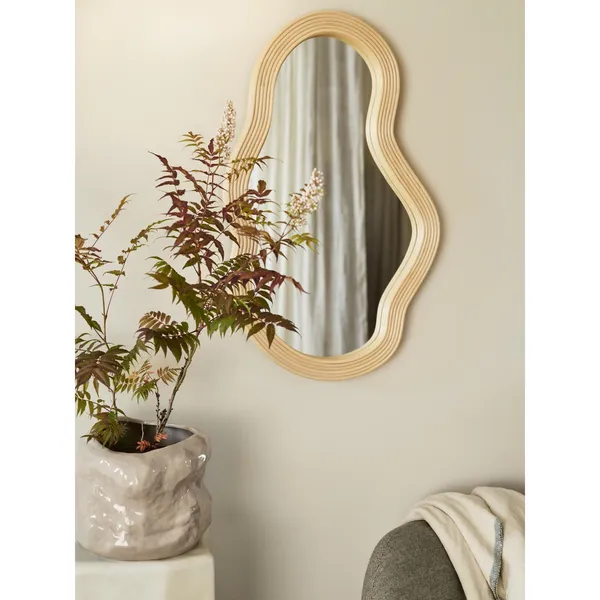 Pond Mirror Medium Rattan/Natural