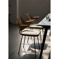 RFH RD7 Silla de Comedor con Reposabrazos y Asiento Tapizado en Nuez/Hallingdal 227
