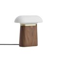 Walnut / white opal glass