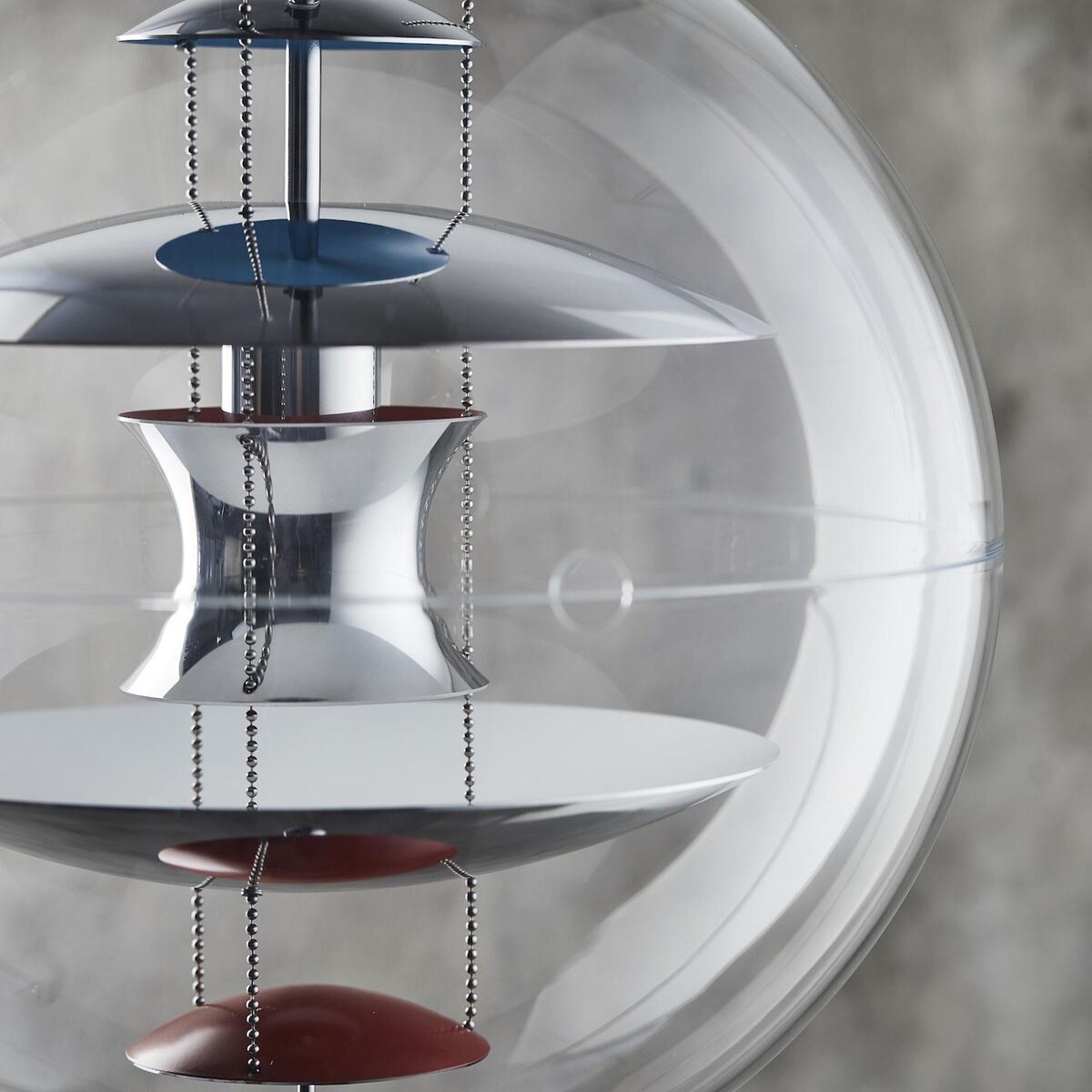 Globe Pendelleuchte Ø40 Chrom/ Rot/ Blau