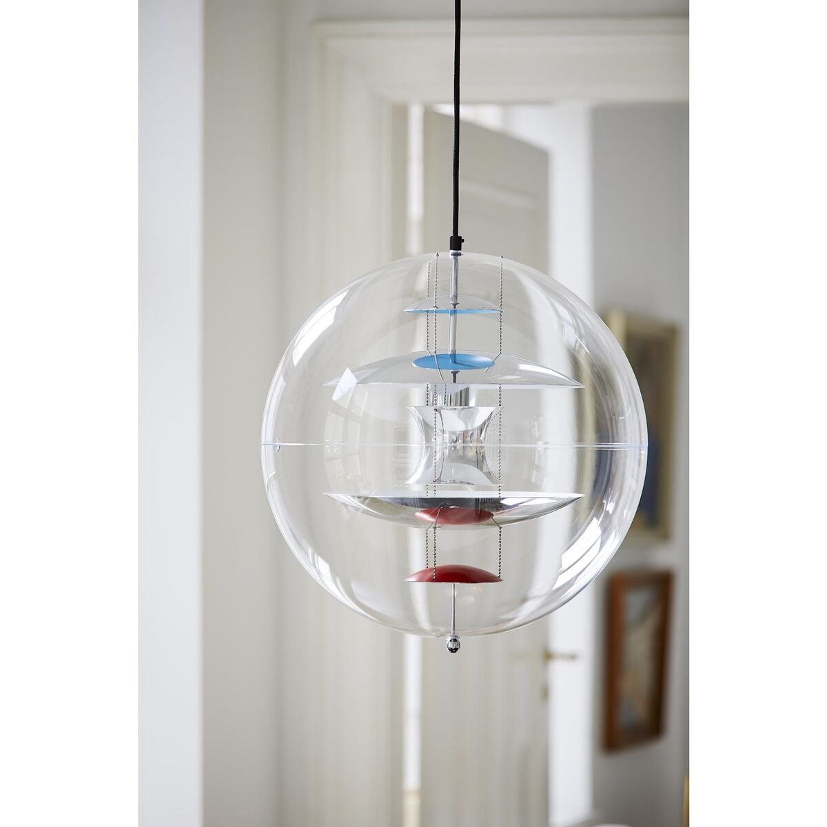 Globe Pendelleuchte Ø40 Chrom/ Rot/ Blau