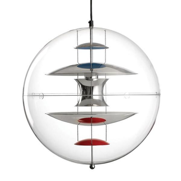 Globe Taklampa &Oslash;50 Krom/ R&ouml;d/ Bl&aring;