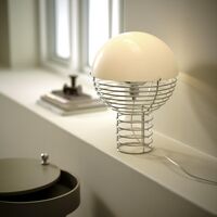Wire Lampada da Tavolo Ø30 Cromo/Bianco