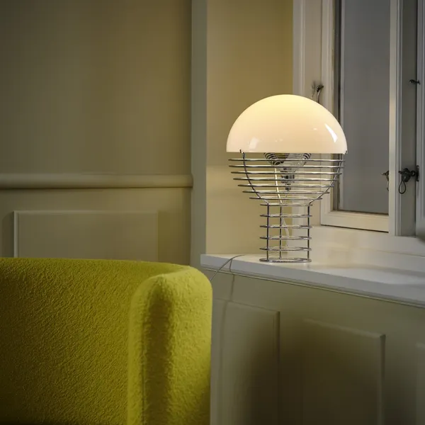 Wire Table Lamp Ø30 Chrome/ White