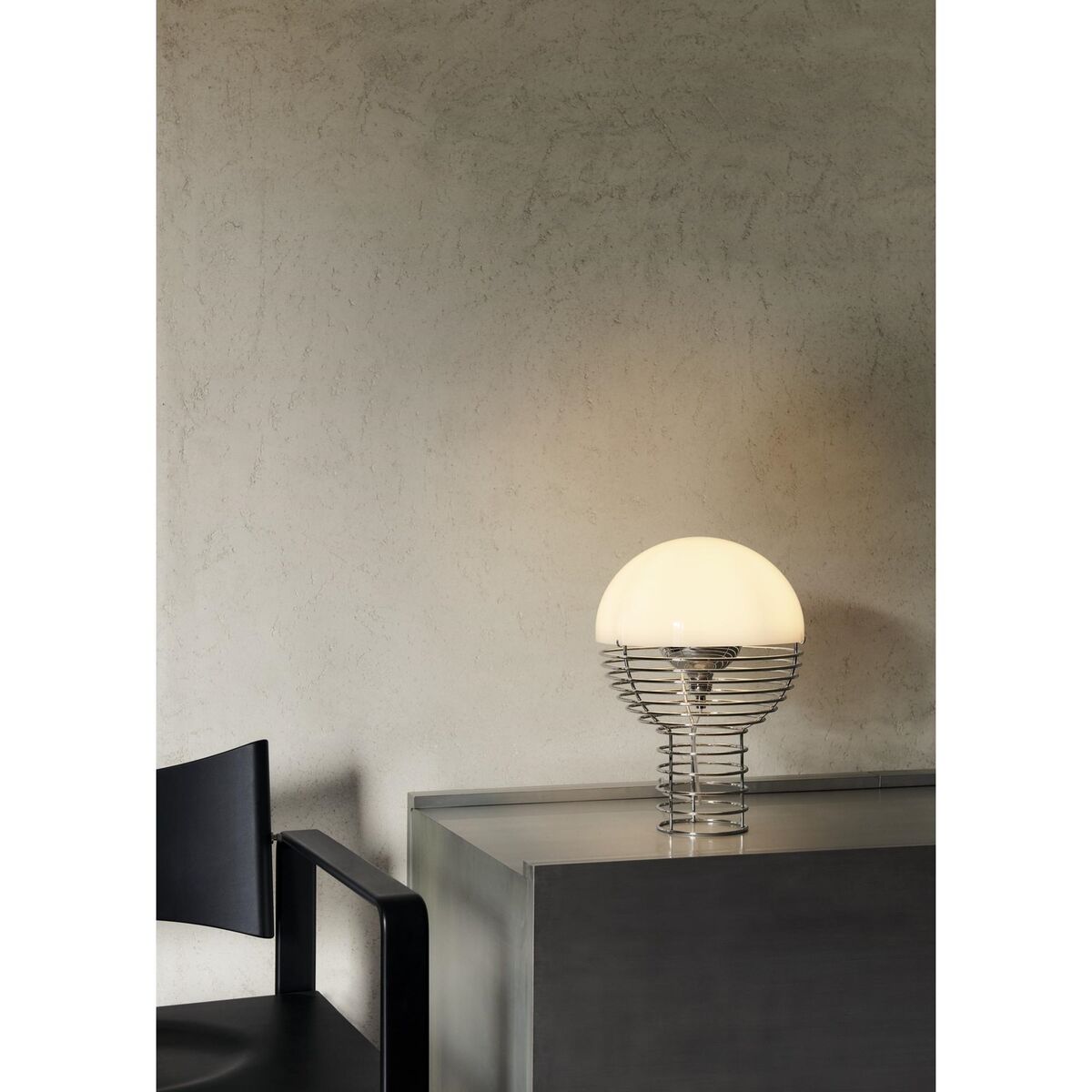 Wire Lampada da Tavolo Ø30 Cromo/Bianco