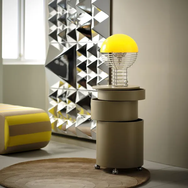 Wire Table Lamp Ø30 Chrome/ Yellow