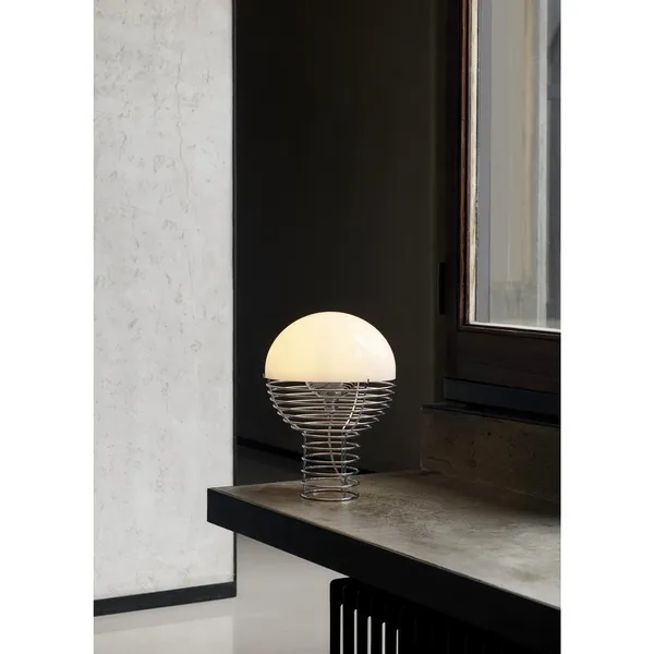 Wire Table Lamp Ø30 Chrome/ Red