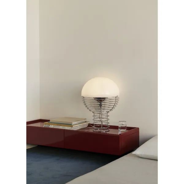 Wire Table Lamp Ø30 Chrome/ Red