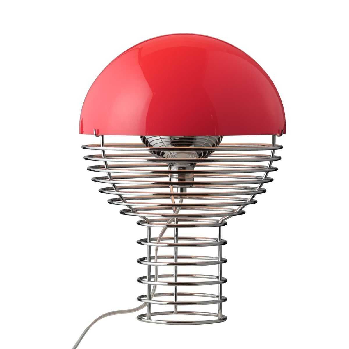 Wire Table Lamp Ø30 Chrome/ Red