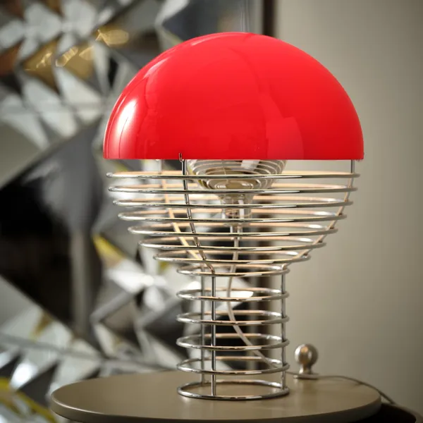 Wire Table Lamp Ø30 Chrome/ Red