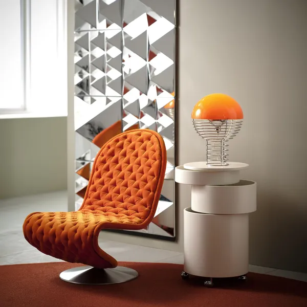 Wire Table Lamp Ø30 Chrome/ Orange