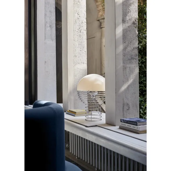 Wire Table Lamp Ø40 Chrome/ Orange