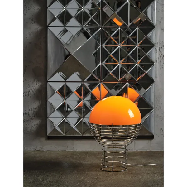 Wire Table Lamp Ø40 Chrome/ Orange