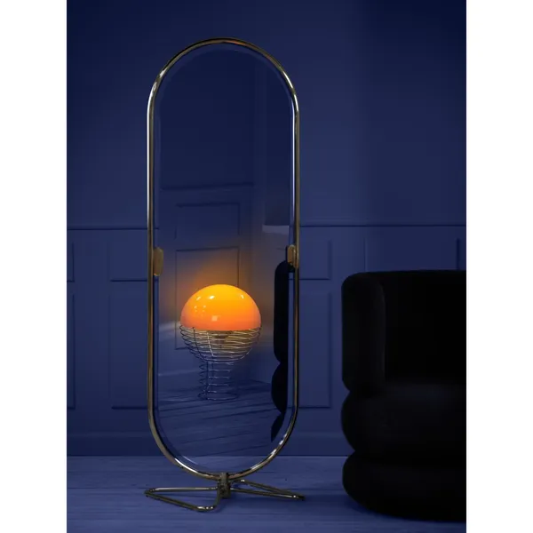 Wire Table Lamp Ø40 Chrome/ Orange