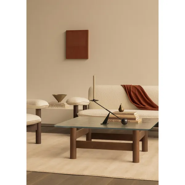 Brasilia Couchtisch, Dunkel Gebeizte Eiche/Glas