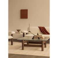 Brasilia Couchtisch, Dunkel Gebeizte Eiche/Glas