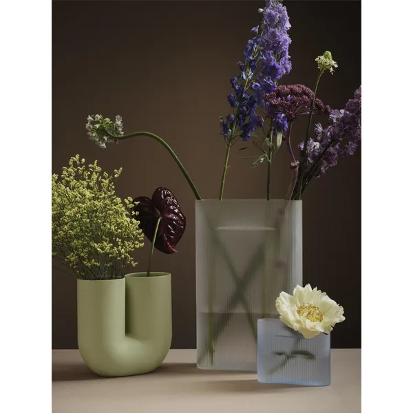 Ridge Vase H16.5 Taupe/ Frosted Glass