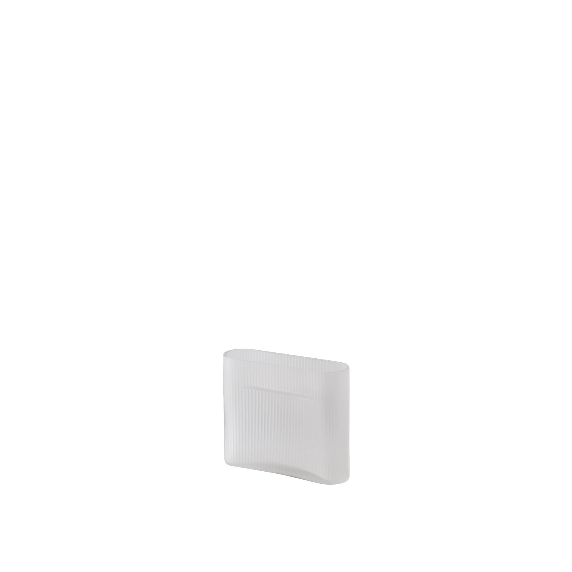 Ridge Vase H16.5 Blanc/ Verre Glacé