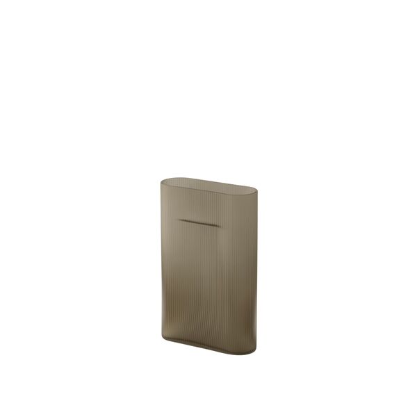 Ridge Vase H35 Taupe/ Frosted Glass