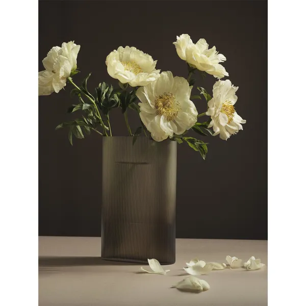 Ridge Vase H35 Taupe/Frostet Glas