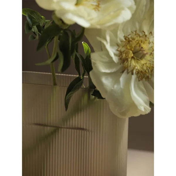 Ridge Vase H35 Taupe/Frostet Glas
