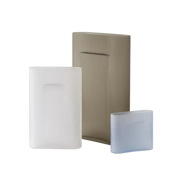Ridge Vase H35 Taupe/Frostet Glas