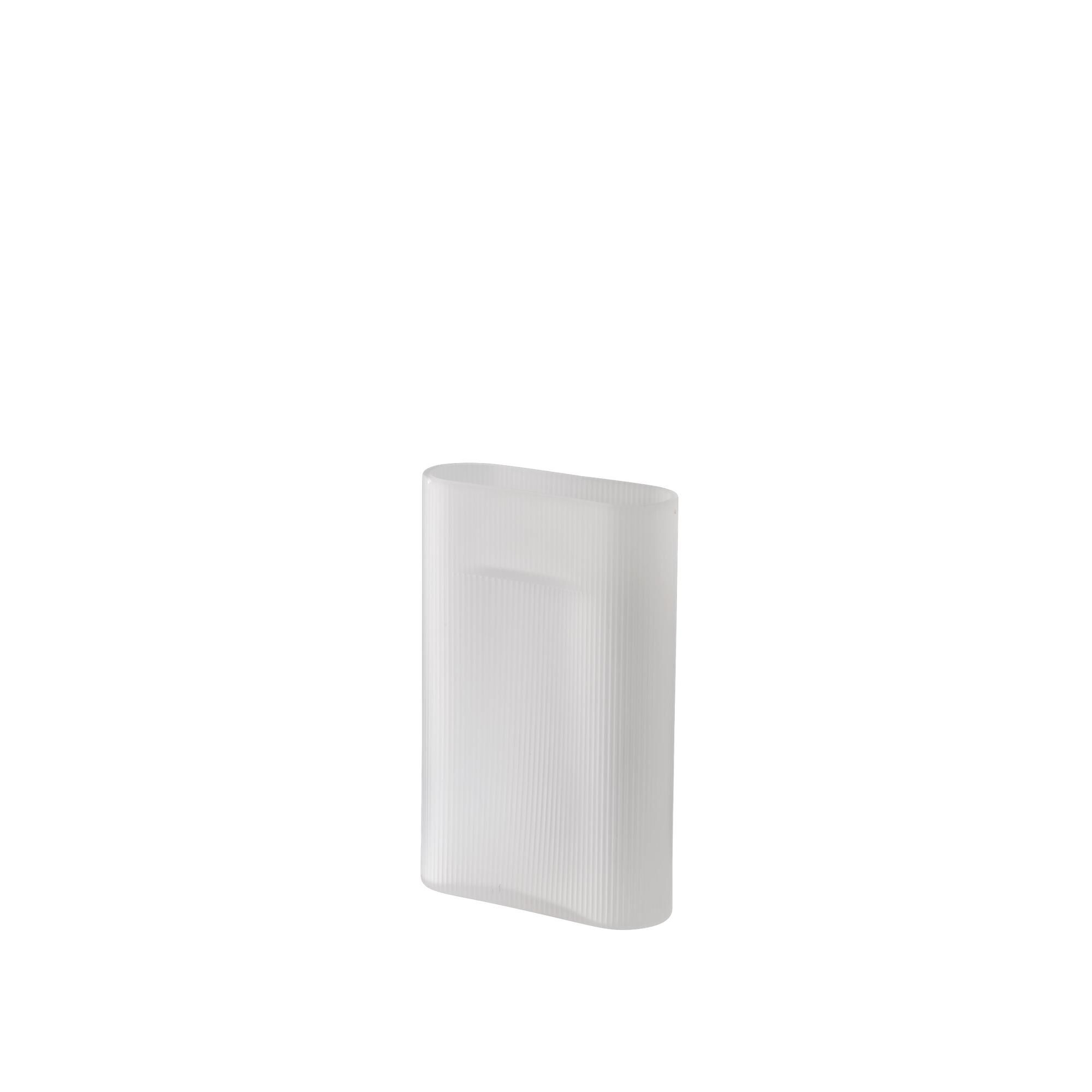 Ridge Vase H35 Blanc/ Verre Glacé