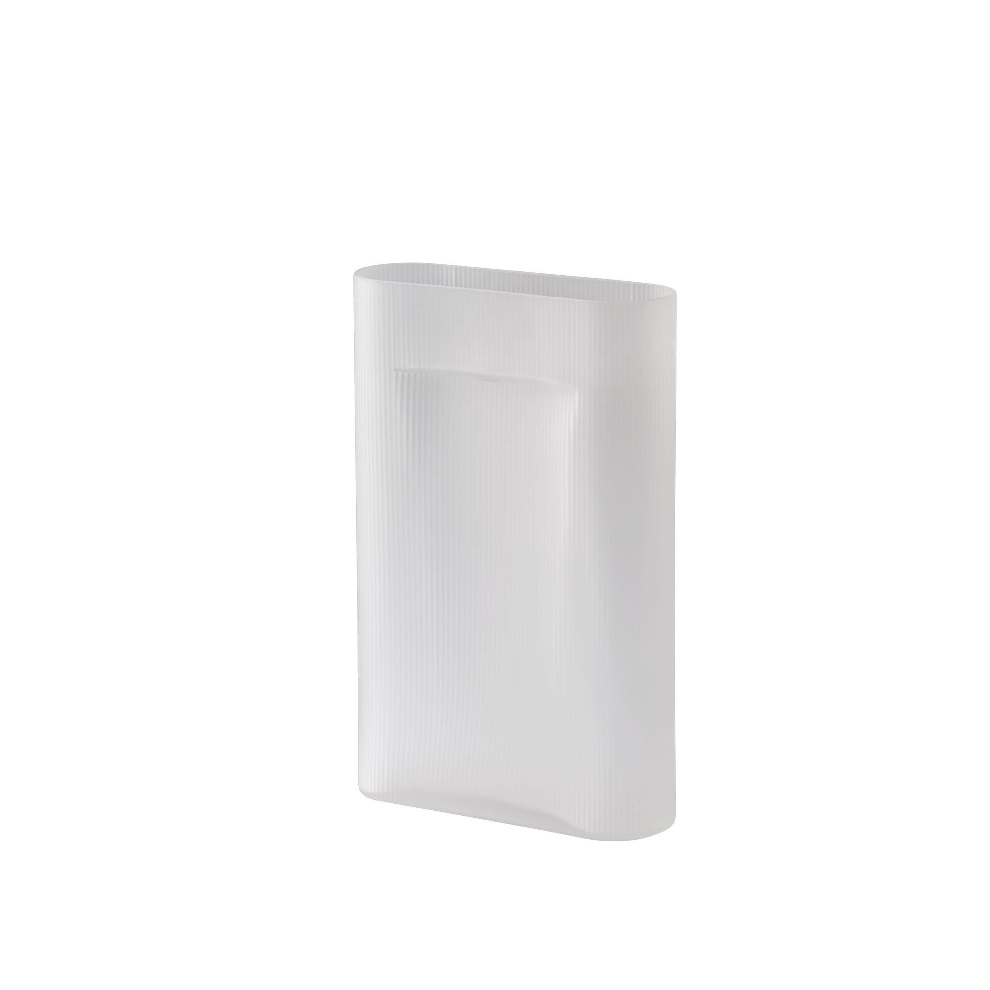 Ridge Vase H48.5 Blanc/ Verre Glacé
