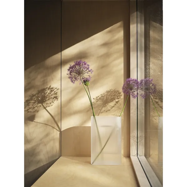 Ridge Vase H48.5 White/ Frosted Glass