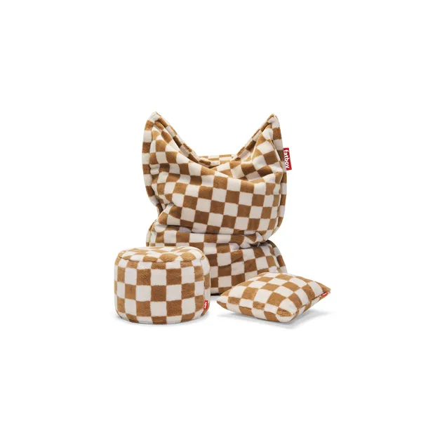 Point Pouf Teddy Chess/Almond Cream