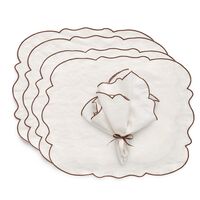 Gia Placemats & Servetten Set van 4 Bruin/Wit